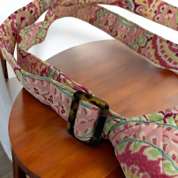 Vera Bradley Quilted Paisley Crossbody Bag Pink Yellow Green 9.5\